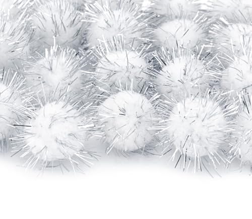 100stk Plush Pompons mit Silber Glitzer, Rund Pompon, Weiss Farbe Set 15mm Bommel Nähen Tilda Basteln Borte bälle Flauschigen Plüsch Bälle für Lustige DIY Kreative Handwerk 100stk Plush Pompons mit Silber Glitzer, Rund Pompon, Weiss Farbe Set 15mm Bommel Nähen Tilda Basteln Borte bälle Flauschigen Plüsch Bälle für Lustige DIY Kreative Handwerk von Perlin