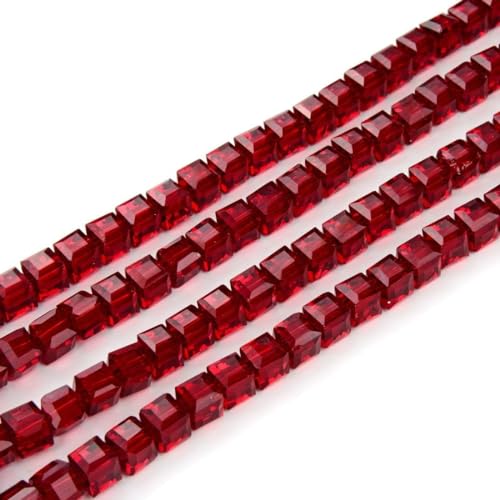 100stk. Glas Kristall Perlen Würfel 3mm Ruby Rot Böhmische Quadratische Glasschliffperlen für Schmuckherstellung Cube CZ Beads von Perlin