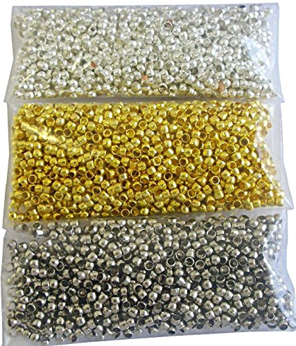 1050 PERLEN METALL BEADS METALLPERLEN Quetschperlen 2mm RUND MEHRFARBIG M9 von Perlin