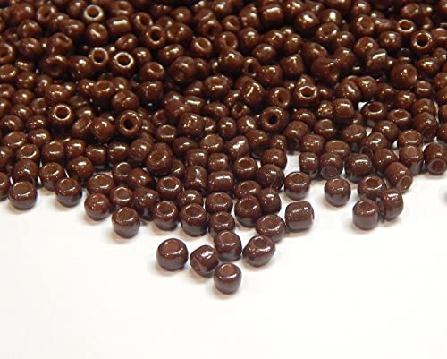 1100 Stück Glas Rocailles Perlen 4mm, 6/0, Pony Perlen, Klar Mini Rund Perlen, Seed Beads, (Braun Opak) von Perlin