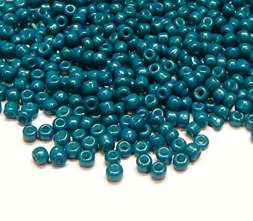 1100 Stück Glas Rocailles Perlen 4mm, 6/0, Pony Perlen, Klar Mini Rund Perlen, Seed Beads, (Indische Sapphire Opak) von Perlin