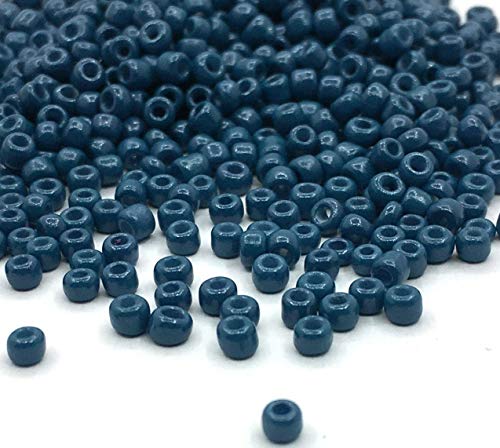 1100 Stück Glas Rocailles Perlen 4mm, 6/0, Pony Perlen, Klar Mini Rund Perlen, Seed Beads, (Marine Blau Opak) von Perlin