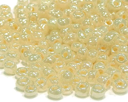 1100 Stück Glas Rocailles Perlen 4mm, 6/0, Pony Perlen, Klar Mini Rund Perlen, Seed Beads (Krem Ceylon) von Perlin