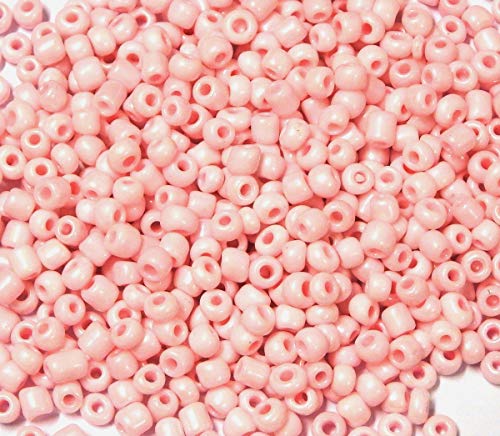 1100 Stück Glas Rocailles Perlen 4mm, 6/0, Pony Perlen, Klar Mini Kinder Perlen, Seed Beads, Farbauswahl (Rosa Opak) von Perlin