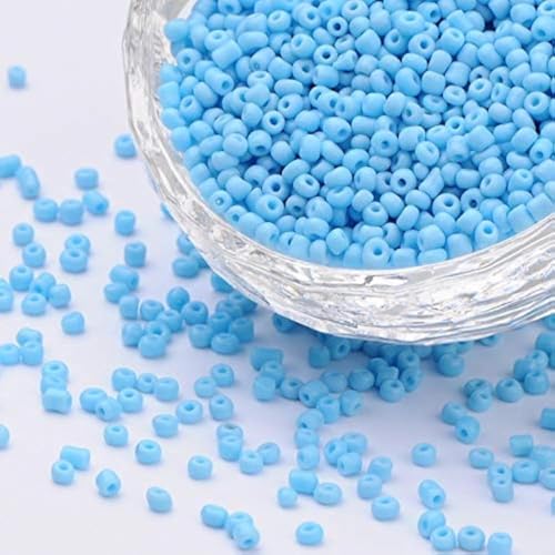 1100 Stück Glas Rocailles Perlen 4mm, 6/0, Ponyperlen Rund Mini Perle Seed Beads (Blau Opak) von Perlin