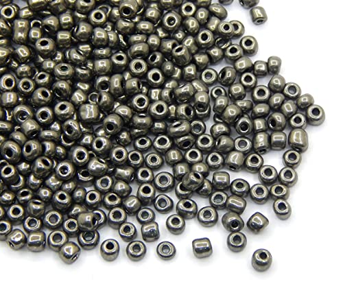 1100 Stück Glas Rocailles Perlen 4mm Metallic Farbe Set, 6/0, Pony Perlen, Klar Mini Rund Perlen, Metalic Seed Beads, (Antik Silber) von Perlin