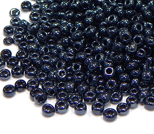 1100 Stück Glas Rocailles Perlen 4mm Metallic Farbe Set, 6/0, Pony Perlen, Klar Mini Rund Perlen, Metalic Seed Beads (Schwarz) von Perlin