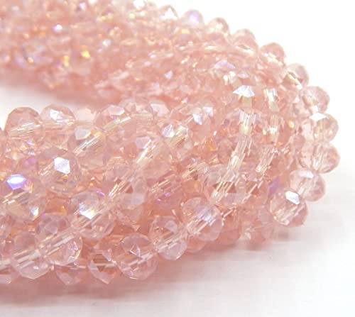 120 Stück Tschechische Böhmische Kristallperlen 4mm Tschechische Perlen CZ Glasschliffperlen Facettierte Rondelle Kügelchen Glasperlen, 1 strang (Baby Rosa AB) von Perlin