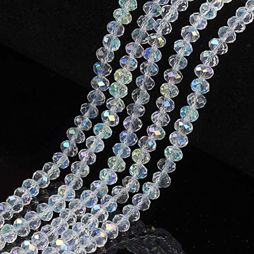 120 Stück Tschechische Böhmische Kristallperlen 4mm Tschechische Perlen CZ Glasschliffperlen Facettierte Rondelle Kügelchen Glasperlen, 1 strang (Crystal AB) von Perlin