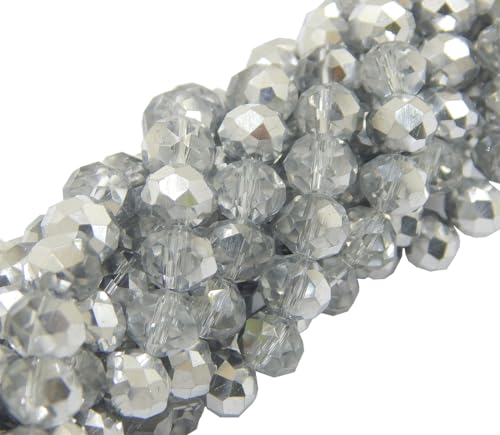 120 Stück Tschechische Böhmische Kristallperlen 4mm Tschechische Perlen CZ Glasschliffperlen Facettierte Rondelle Kügelchen Glasperlen, 1 strang (Crystal Silber) von Perlin