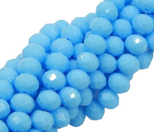 120 Stück Tschechische Böhmische Kristallperlen 4mm Tschechische Perlen CZ Glasschliffperlen Facettierte Rondelle Kügelchen Glasperlen, 1 strang (Hell Blau Opak) von Perlin