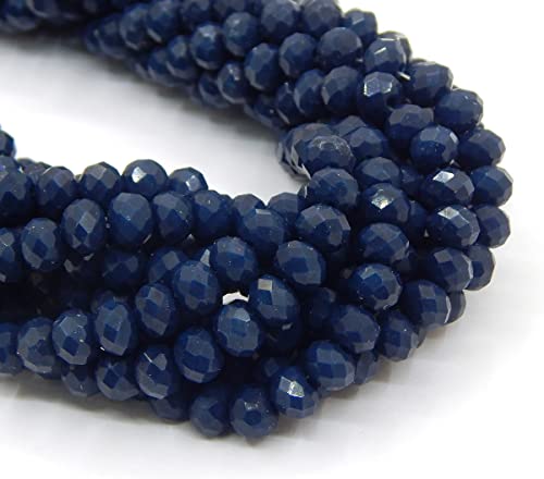 120 Stück Tschechische Böhmische Kristallperlen 4mm Tschechische Perlen CZ Glasschliffperlen Facettierte Rondelle Kügelchen Glasperlen, 1 strang (Marine Blau Opak) von Perlin