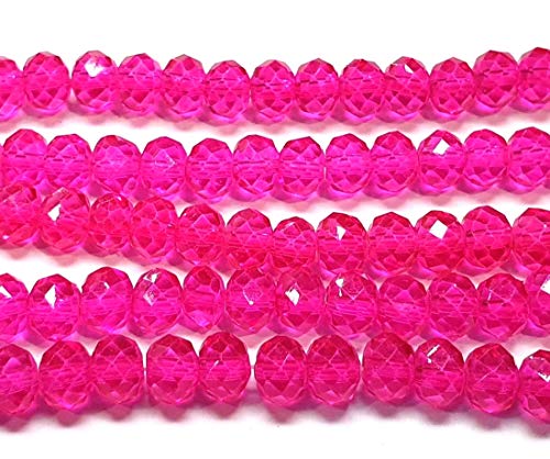 120 Stück Tschechische Böhmische Kristallperlen 4mm Tschechische Perlen CZ Glasschliffperlen Facettierte Rondelle Kügelchen Glasperlen, 1 strang (Pink AB) von Perlin