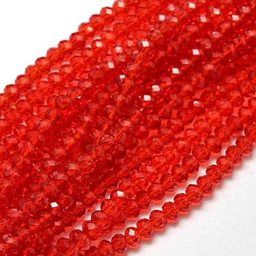 120 Stück Tschechische Böhmische Kristallperlen 4mm Tschechische Perlen CZ Glasschliffperlen Facettierte Rondelle Kügelchen Glasperlen, 1 strang (Rot) von Perlin