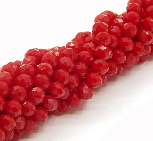 120 Stück Tschechische Böhmische Kristallperlen 4mm Tschechische Perlen CZ Glasschliffperlen Facettierte Rondelle Kügelchen Glasperlen, 1 strang (Rot Opak) von Perlin