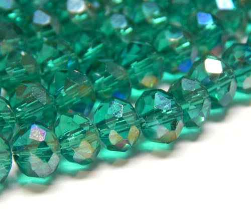 120 Stück Tschechische Böhmische Kristallperlen 4mm Tschechische Perlen CZ Glasschliffperlen Facettierte Rondelle Kügelchen Glasperlen, 1 strang (Smaragd AB) von Perlin