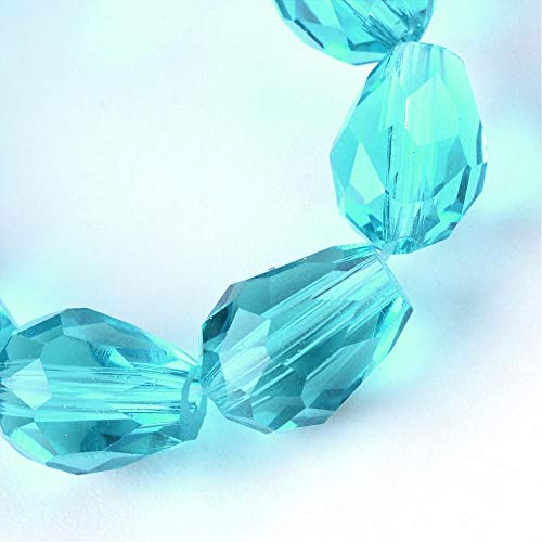 15 Tschechische Kristall Perlen Glasperlen 8mm x 6mm Facettiert Tropfen form Schmuckperlen Kristallschliffperlen Glasschliffperlen (Hell Blau) von Perlin