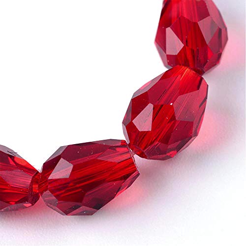 15 Tschechische Kristall Perlen Glasperlen 8mm x 6mm Facettiert Tropfen form Schmuckperlen Kristallschliffperlen Glasschliffperlen (Rot) von Perlin