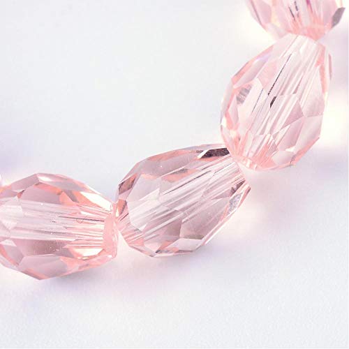 15 Tschechische Kristall Perlen Glasperlen 8mm x 6mm Facettiert Tropfen form Schmuckperlen Kristallschliffperlen Glasschliffperlen (Pink) von Perlin
