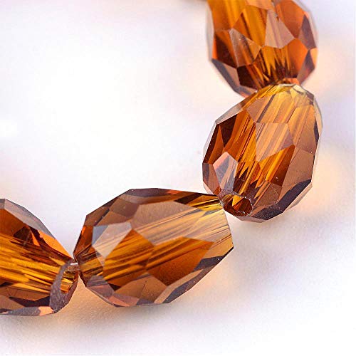 15 Tschechische Kristall Perlen Glasperlen 8mm x 6mm Facettiert Tropfen form Schmuckperlen Kristallschliffperlen Glasschliffperlen Farbauswahl (Braun) von Perlin
