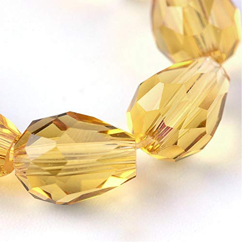 15 Tschechische Kristall Perlen Glasperlen 8mm x 6mm Facettiert Tropfen form Schmuckperlen Kristallschliffperlen Glasschliffperlen (Hell Braun) von Perlin