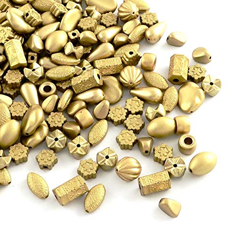 150 Stück Kunststoffperlen Metallic Matt Gold Perlen Perlenmischung Acrylicperlen Set Perle zum Auffädeln Perlenset, Bastelset von Perlin
