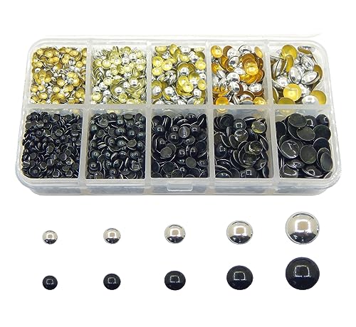 3000 Stück Hotfix Metall-Nieten Runde Silber Schwarz Set Mit Sortierbox Nailhead zum Aufbügeln für Lederhandwerk Kleidung Gürteltasche Schuhe Schmuck Dekorationen von Perlin
