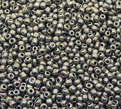 15000Stk Rocailles Perlen 3mm Metallic Farbe Set Glasperlen Rund 8/0 450g Indianerperlen Perlenhäkeln Perlentiere Seed Beads (Altsilber Metallic) von Perlin