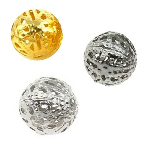 150Stk Messing Metallperlen Filigran Perlen Spacer Set 10mm Platinum Silber Gold Hohlkugel Lose Zwischenperlen Zwischenteile Rund für Schmuckherstellung 150Stk Messing Metallperlen Filigran Perlen Spacer Set 10mm Platinum Silber Gold Hohlkugel Lose Zwischenperlen Zwischenteile Rund für Schmuckherstellung von Perlin