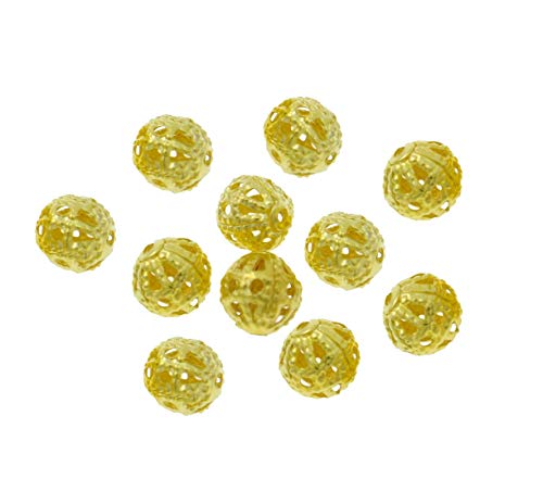 150Stk. Filigran Perlen Metallperlen 6mm Gold Hohl Zwischenperlen, Spacer, Rund M62 von Perlin