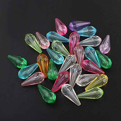150stk Kunststoffperlen Luxus Mix Bunt Acrylperlen 25mm Tropfen Plastik Perlen Facettiert Perle zum Auffädeln für Deko Basteln Schmuck D131 x3 von Perlin