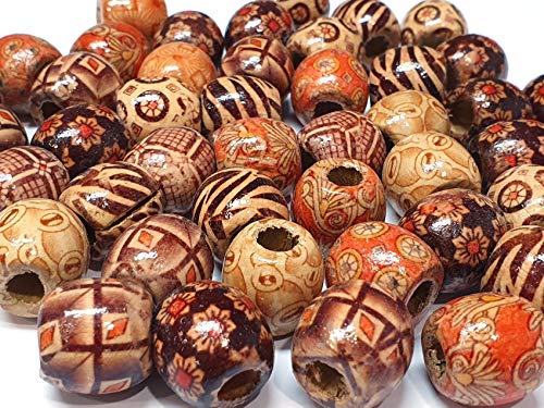150stk Natur Holzperlen, 16mm Holz Perlen, zum auffädeln Holzkugeln Rund Ethnisches Motiv zum Basteln 5mm großes loch Spacer Zwischenperlen 150stk Natur Holzperlen, 16mm Holz Perlen, zum auffädeln Holzkugeln Rund Ethnisches Motiv zum Basteln 5mm großes loch Spacer Zwischenperlen von Perlin