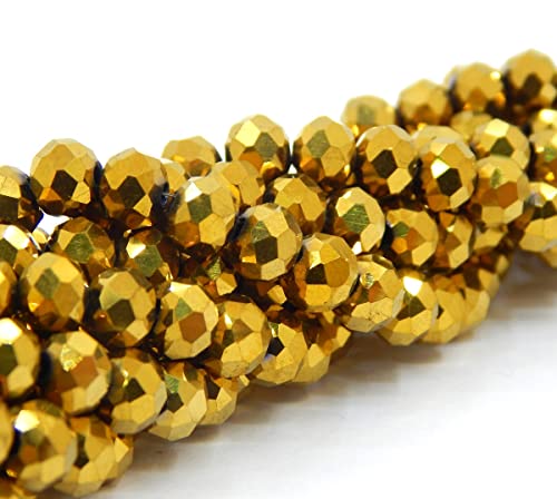 160 Stück Tschechische Böhmische Kristallperlen 3mm x 2mm Tschechische Perlen CZ Glasschliffperlen Facettierte Rondelle Kügelchen Glasperlen 1 strang (Gold Metallic) von Perlin