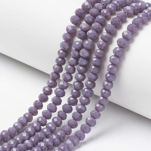 160 Stück Tschechische Böhmische Kristallperlen 3mm x 2mm Tschechische Perlen CZ Glasschliffperlen Facettierte Rondelle Kügelchen Glasperlen 1 strang (Opak Dunkel Lila) von Perlin