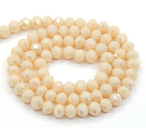160 Stück Tschechische Böhmische Kristallperlen 3mm x 2mm Tschechische Perlen CZ Glasschliffperlen Facettierte Rondelle Kügelchen Glasperlen 1 strang (Puder Rosa Opak) von Perlin