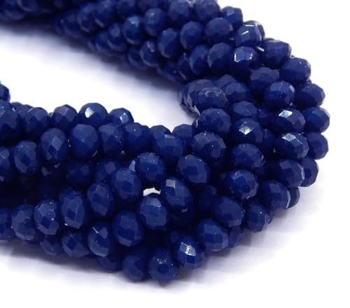 160 Stück Tschechische Böhmische Kristallperlen 3mm x 2mm Tschechische Perlen CZ Glasschliffperlen Facettierte Rondelle Kügelchen Glasperlen 1 strang (Royal Blau Opak) von Perlin