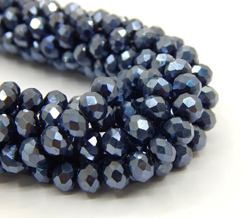 160 Stück Tschechische Böhmische Kristallperlen 3mm x 2mm Tschechische Perlen CZ Glasschliffperlen Facettierte Rondelle Kügelchen Glasperlen 1 strang (Schwarz Metallic) von Perlin