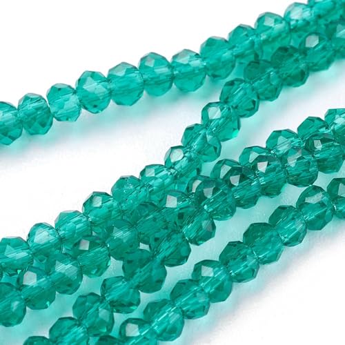 160 Stück Tschechische Böhmische Kristallperlen 3mm x 2mm Tschechische Perlen CZ Glasschliffperlen Facettierte Rondelle Kügelchen Glasperlen 1 strang (Smaragd) von Perlin