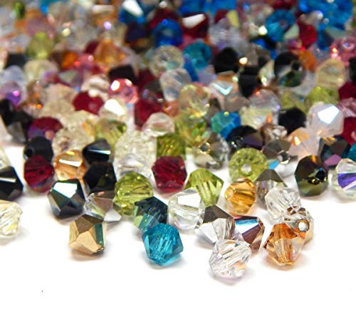 160stk Preciosa Böhmische Kristallperlen 4mm Doppelkegel Bunte Mix Perlenset Tschechische Perlen Glasschliffperlen Glasperlen, Bicone Beads von Perlin