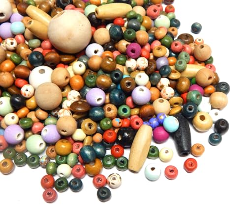 1800 Stück Bunte Holzperlen Set Verschiedene Formen & Farben Perlen Oval Kugeln Rondell 4mm bis 20mm für DIY Schmuck Arts Crafts von Perlin