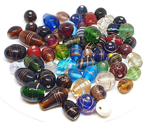 1kg Glasperlen Mix Indian Posten Glas Perlen Beads Silberfolie Lampwork Rund Oval Neu Farbe Bunt Perlenset Bastelset Für Schmuck zur Schmuckherstellung (1000) von Perlin