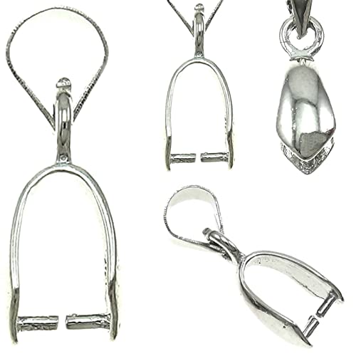 20 Anhängerschlaufe Ösen Anhänger Kettenverschluss Clip für DIY Zubehör Schmuck Collierschlaufen Verbinder Anhängeröse 15mm Bails (Altsilber) von Perlin