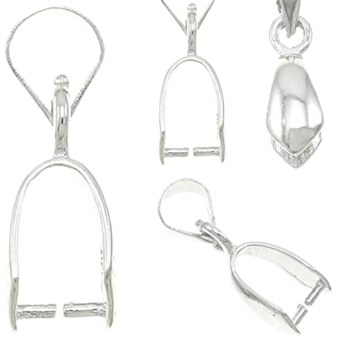 20 Anhängerschlaufe Ösen Anhänger Kettenverschluss Clip für DIY Zubehör Schmuck Collierschlaufen Verbinder Anhängeröse 15mm Bails (Silber) von Perlin