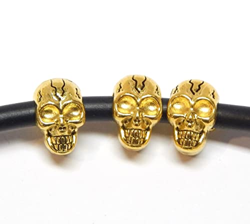 20 Schädel Totenkopf Perlen 12mm Metallperlen Beidseitig Gold 5mm Großloch für DIY Halskette Armbänder Basteln Schmuck Spacer Zwischenperlen Basteln 20 Schädel Totenkopf Perlen 12mm Metallperlen Beidseitig Gold 5mm Großloch für DIY Halskette Armbänder Basteln Schmuck Spacer Zwischenperlen Basteln von Perlin