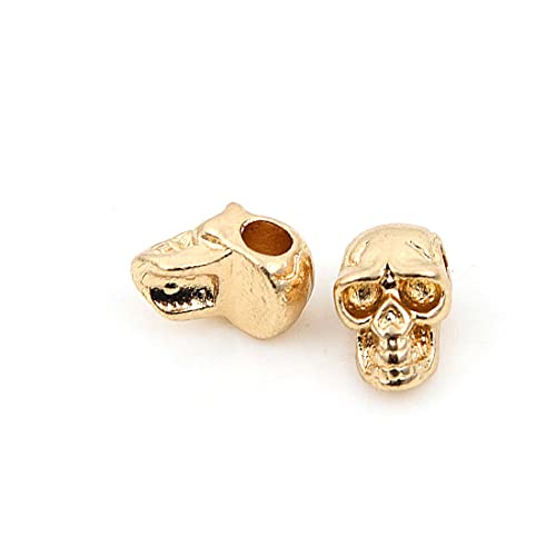 20 Schädel Totenkopf Spacer Perlen 12x6mm Skull Goldfarbe Metallperlen für Halskette Charm Armbänder Basteln Machen von Perlin