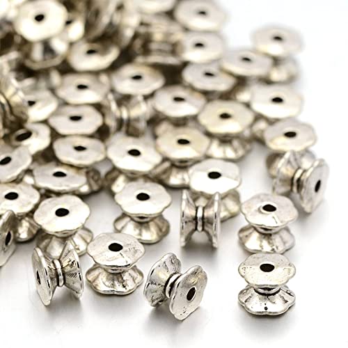20 Stück Doppelseitig Perlenkappen Zwischenperlen 7x5mm Tibet Antik Silber Metallperlen Zwischenteile, Spacer Beads von Perlin