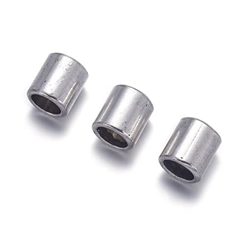 20 Stück Messing Metallperlen Tube/Röhre Perlen 6mm Großes Loch Spacer Set 9x8mm Silber Lose Zwischenperlen Zwischenteile Für Paracord Lederband Band von Perlin