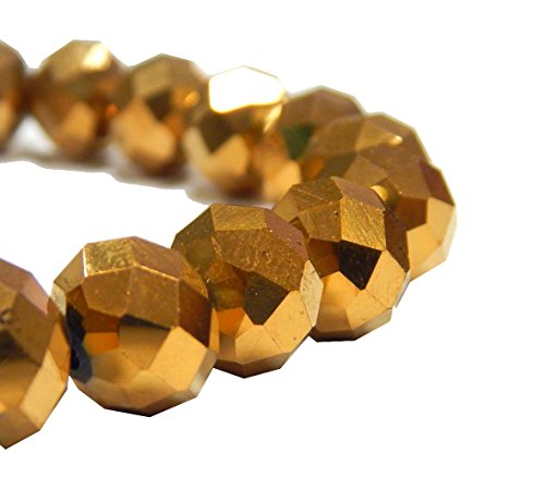 20 TSCHECHISCHE KRISTALL GLASPERLEN 8mm x 6mm Fire-Polished Gold Braun Facettiert Rondell Glasschliffperlen Feuerpoliert Perle zum fädeln für DIY Schmuck Herstellung X51 von Perlin