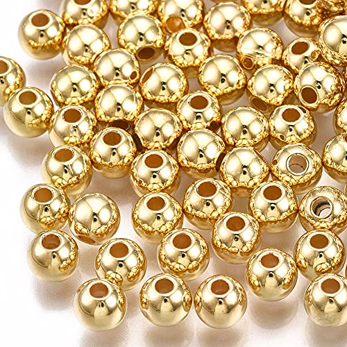 200 Stück, Kunststoffperlen Luxus CCB Acryl Perlen, 5mm Poliert Gold Farbe, 1,5mm Loch, Spacer Zwischenperlen von Perlin