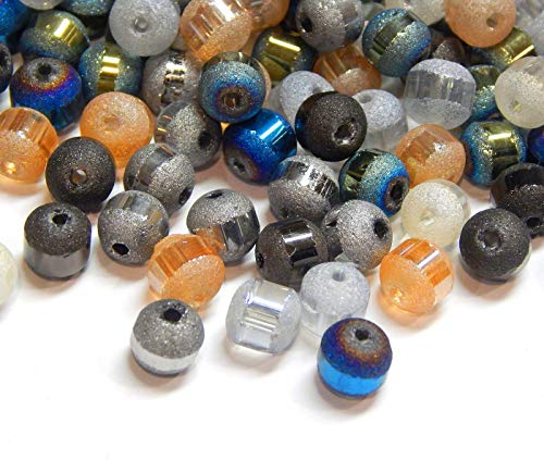 Perlin Glasperlen Galvanisierte 6mm Runde Matt perlen mit Silber plattiert Regenbogen Effekt Perle mit Loch zum auffädeln (Mix PAck 200 Stück) von Perlin